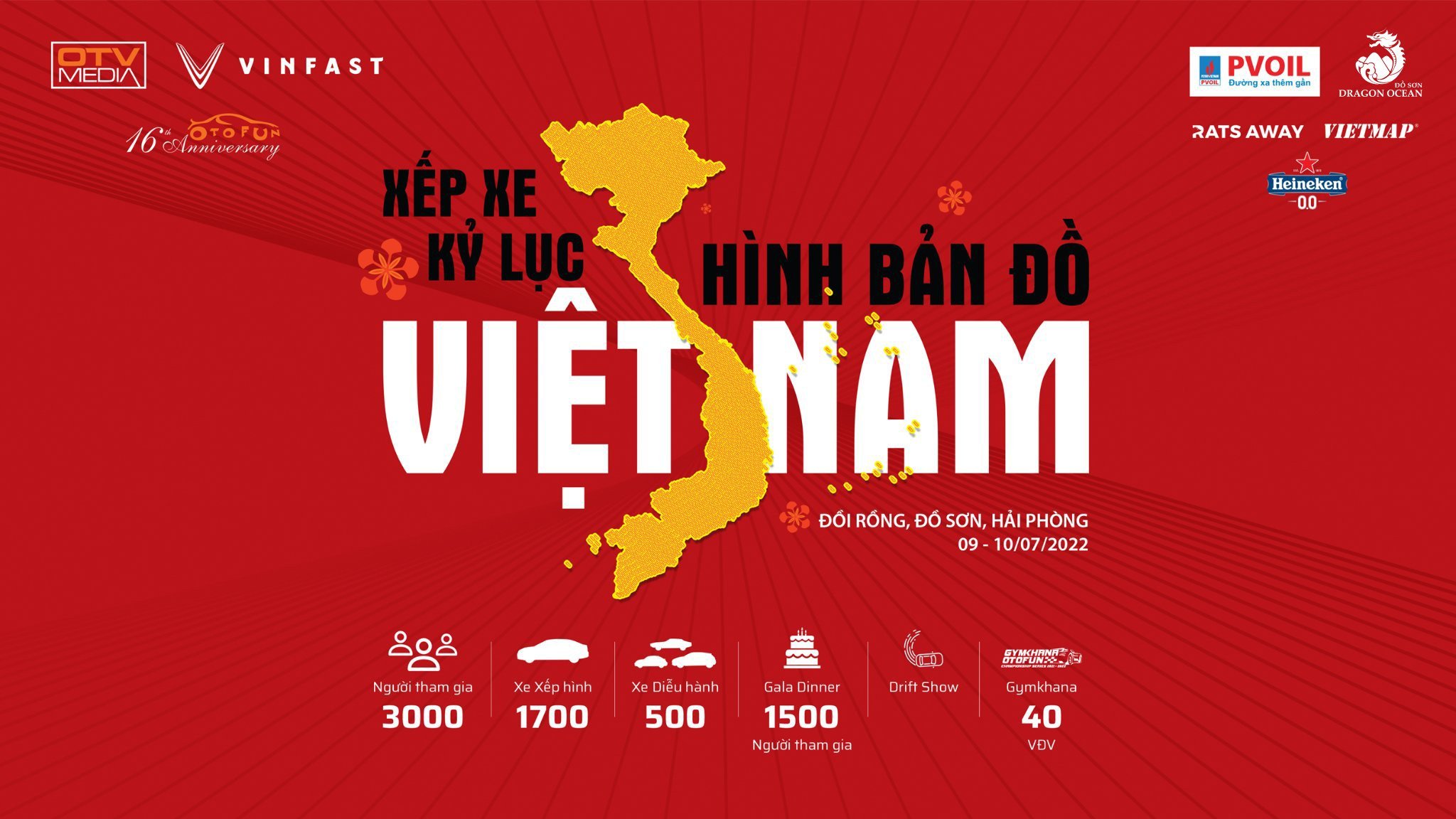Bản đồ Việt Nam khổng lồ màu đỏ thắm sẽ được xếp hình bằng xe ô tô tại Dragon Ocean Đồ Sơn